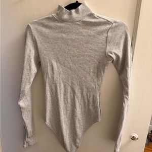Skims Gray Turtleneck Long Sleeve Bodysuit
